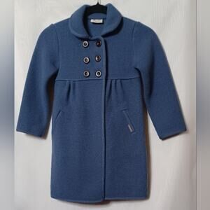 Marae Girls Blue Virgin Wool Button Front Coat. Size 6